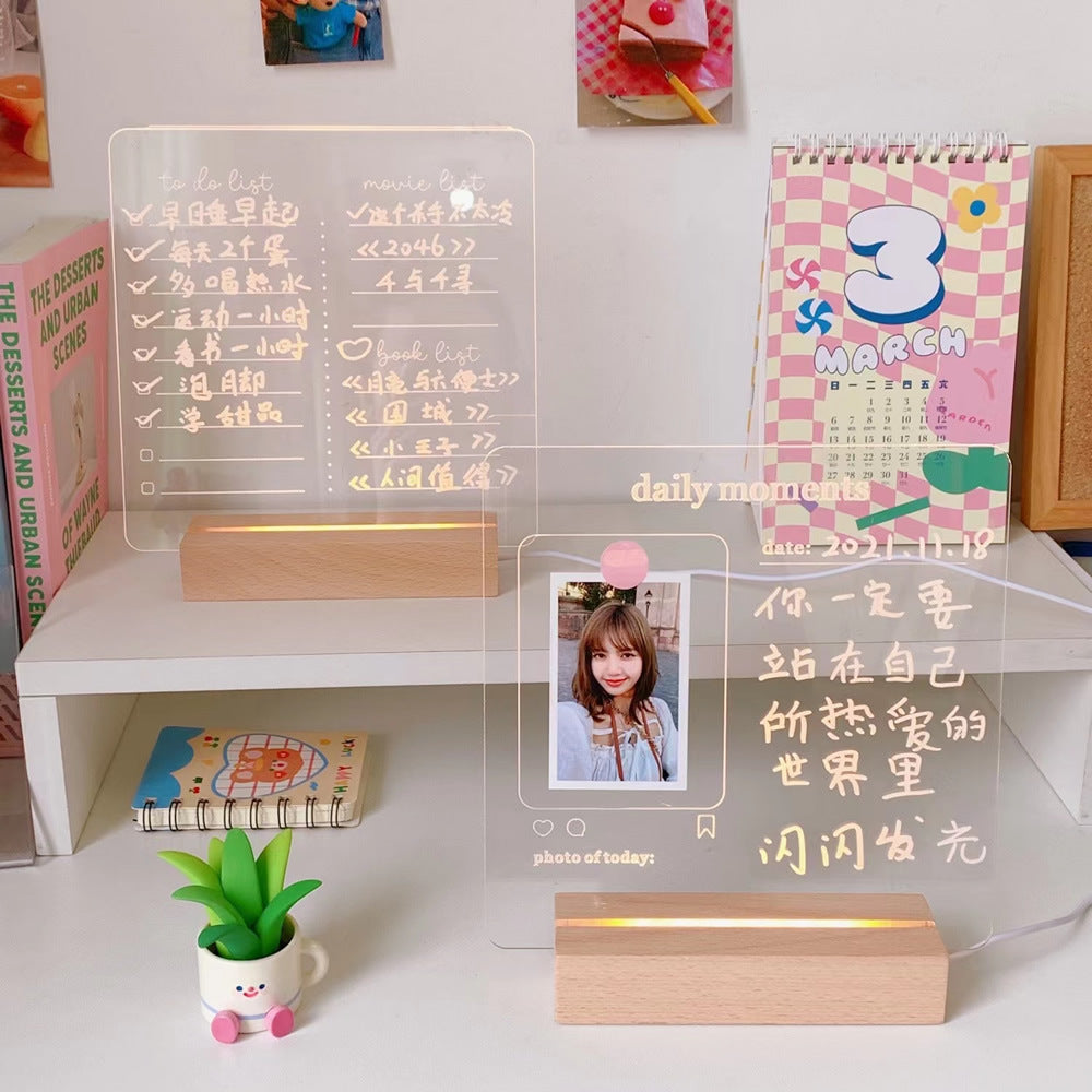 Desktop Transparent Luminous Note Board Acrylic Message Board