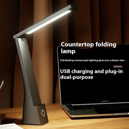 LED Eye Protection Desk Lamp Dual-purpose Children's Reading And Writing Desk Charging Plug-in Dual-purpose Folding Eye Protection Learning Desk Lamp