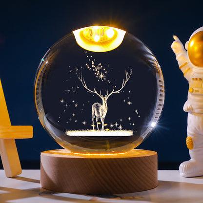 Starry Sky 3D Micro Landscape Crystal Ball Home Desktop Creative Interior Carving White Crystal Ball Ornament Craft Gift product