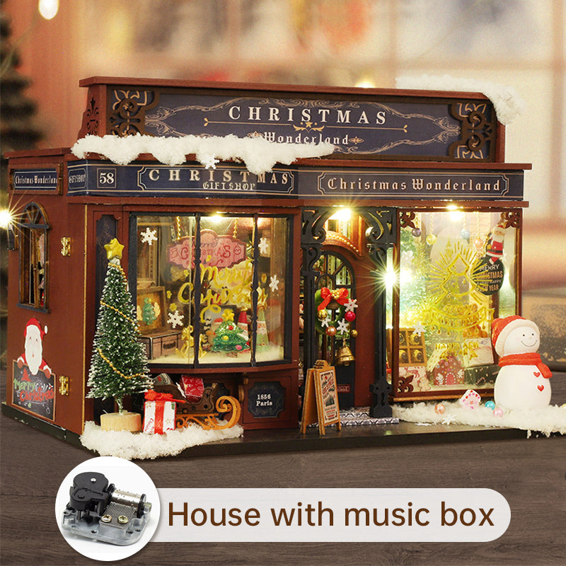 DIY Wooden Merry Christmas Wonderland Dollhouses Miniature Kits With LED Light Home Decoration For Adult Xmas Handmade Gifts