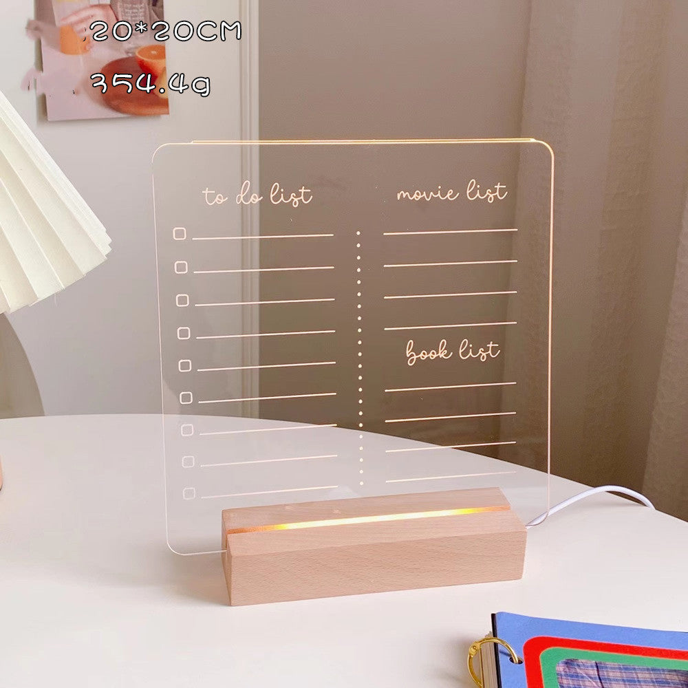 Desktop Transparent Luminous Note Board Acrylic Message Board