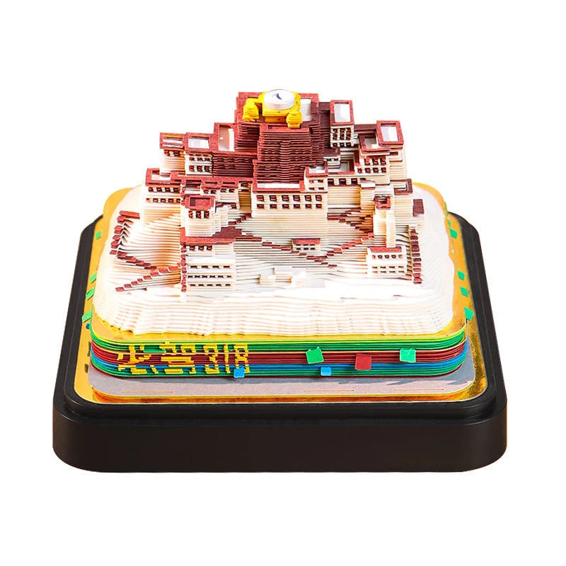 Omoshiroi Block 3D Calendar 2025 Potala Palace 3D Notepad Desk Calendar Tear Paper 3D Model Memo Pad Sticky Note Birthday Gift