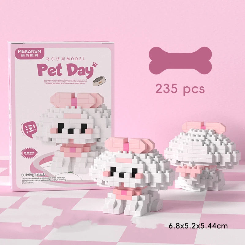 18 New Pet Cat And Dog Animal Dolls Children's Educational Building Block Toys Suitable For Children's Birthday Gifts