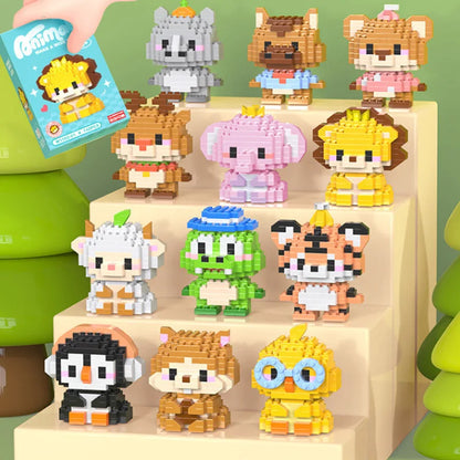 Kawaii Cats Micro Building Blocks Neko 3d Model Animal Rhino Goat Mini Brick Fruit Lemon Avocado Figure Toys For Christmas Gift