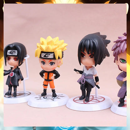 6 Pcs/Lot NARUTO Sasuke Gaara Uchiha Madara Figure 7-8cm 2 Style Personality Base Mini Figurines