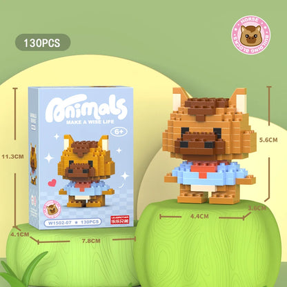 Kawaii Cats Micro Building Blocks Neko 3d Model Animal Rhino Goat Mini Brick Fruit Lemon Avocado Figure Toys For Christmas Gift