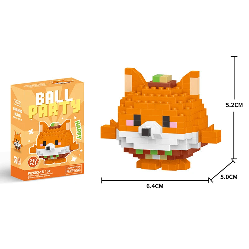 Kawaii Cats Micro Building Blocks Neko 3d Model Animal Rhino Goat Mini Brick Fruit Lemon Avocado Figure Toys For Christmas Gift