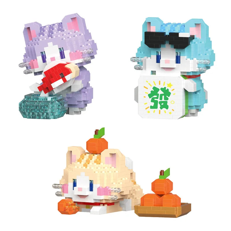 New Arrival Kawaii Pet Cat Series Mmodel Small Particle Building Blocks Educational Assembly Ornaments Children's Birthday Toys