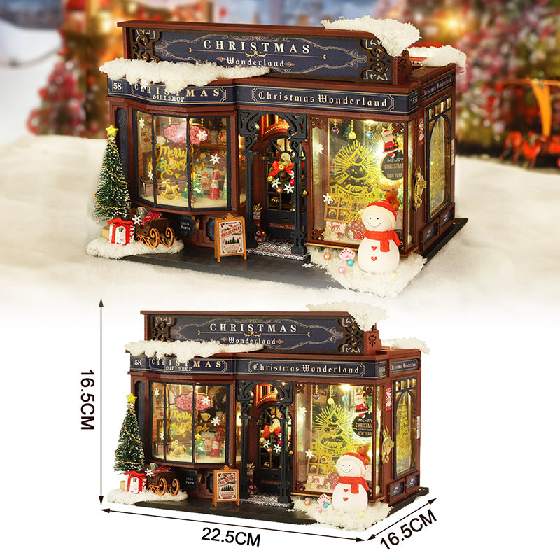 DIY Wooden Merry Christmas Wonderland Dollhouses Miniature Kits With LED Light Home Decoration For Adult Xmas Handmade Gifts