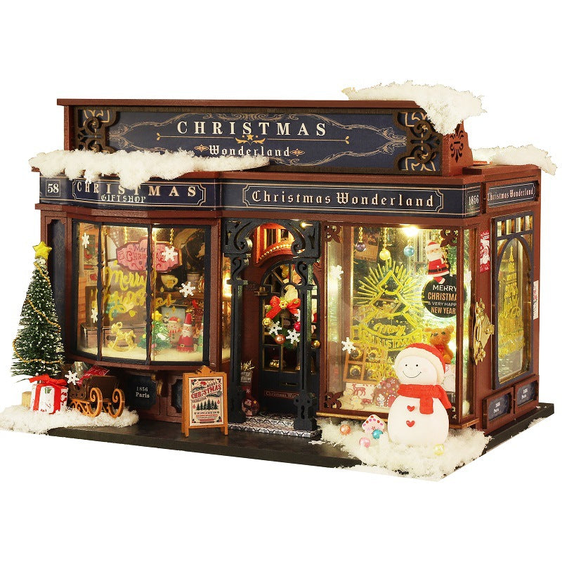 DIY Wooden Merry Christmas Wonderland Dollhouses Miniature Kits With LED Light Home Decoration For Adult Xmas Handmade Gifts