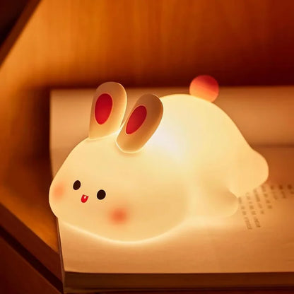 Silicone Night Lights Cute Rabbit Patting Lamp Rechargeable Timing Sleeping Night Lamp Holiday Party Decor Kids Gift Night Light