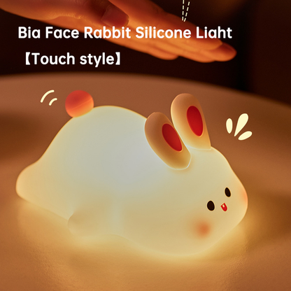 Silicone Night Lights Cute Rabbit Patting Lamp Rechargeable Timing Sleeping Night Lamp Holiday Party Decor Kids Gift Night Light