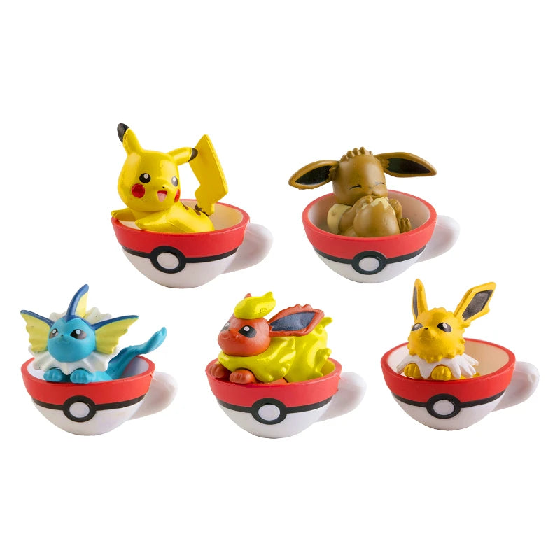 TOMY Genuine Pokemon With Box Toys Set Cute Anime Figures Sleeping Pikachu Eevee Monster Elf Ball Model Dolls Kids Gifts