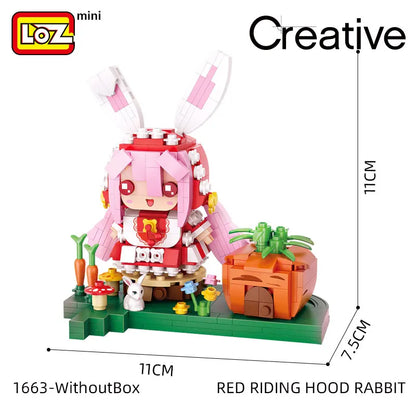 LOZ Lizhi Forest Mini Fairy Tale Animal Series Bear Kid Wolf Juvenile Rabbit Red Riding Hood Cat Miss Building Block Toys