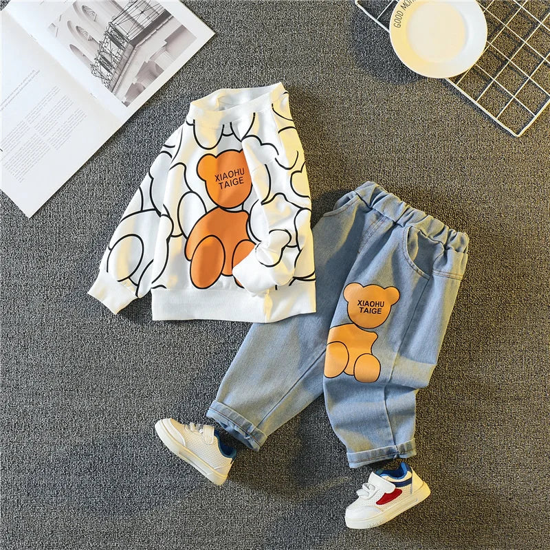 New Spring Autumn Baby Girl Clothes Children Boys Fashion Cartoon T-Shirt Pants 2Pcs/Sets Toddler Sports Costume Kids Tracksuits