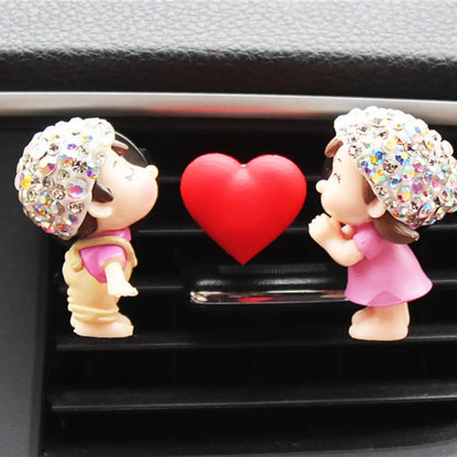 Lovely Couple Girl Boy Figurines Perfume Clip Car Air Vent Freshener Scent Aromas Diffuser Decor Auto Interior Accessories