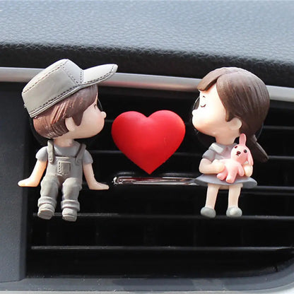 Lovely Couple Girl Boy Figurines Perfume Clip Car Air Vent Freshener Scent Aromas Diffuser Decor Auto Interior Accessories