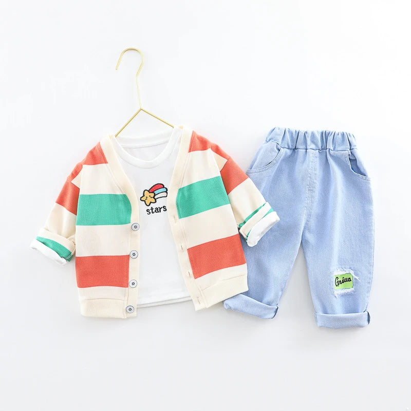 New Spring Autumn Baby Clothes Children Boys Casual Jacket T-Shirt Pants 3Pcs/Set Toddler Costume Infant Clothing Kids Tracksuit