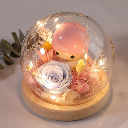 2sets/pack Diameter=15cm Middle Size Round Glass Dome Vase Home Deocration Luminous Log Base Transparent Cover Wedding Gift