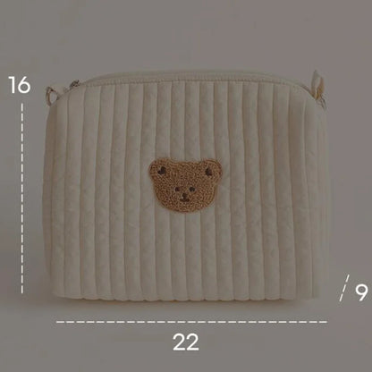 Korean Bear Embroidery Baby Diaper Bag for Stroller Mommy Bag Reusable Newborn Care Nursery Organizer Nappy Changing Bag for Mom