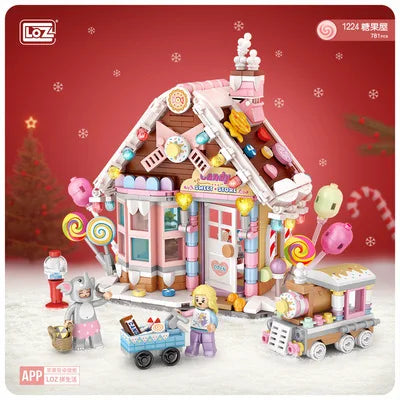 LOZ 1224 Architecture Merry Christmas House Tree Deer 3D Mini Blocks Bricks Building Toy for Children