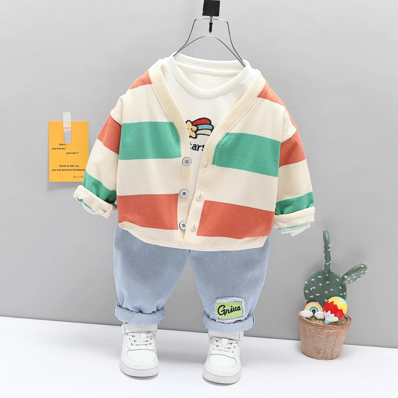 New Spring Autumn Baby Clothes Children Boys Casual Jacket T-Shirt Pants 3Pcs/Set Toddler Costume Infant Clothing Kids Tracksuit