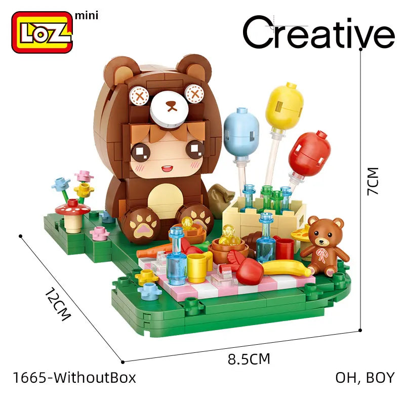 LOZ Lizhi Forest Mini Fairy Tale Animal Series Bear Kid Wolf Juvenile Rabbit Red Riding Hood Cat Miss Building Block Toys