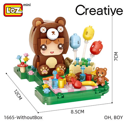 LOZ Lizhi Forest Mini Fairy Tale Animal Series Bear Kid Wolf Juvenile Rabbit Red Riding Hood Cat Miss Building Block Toys