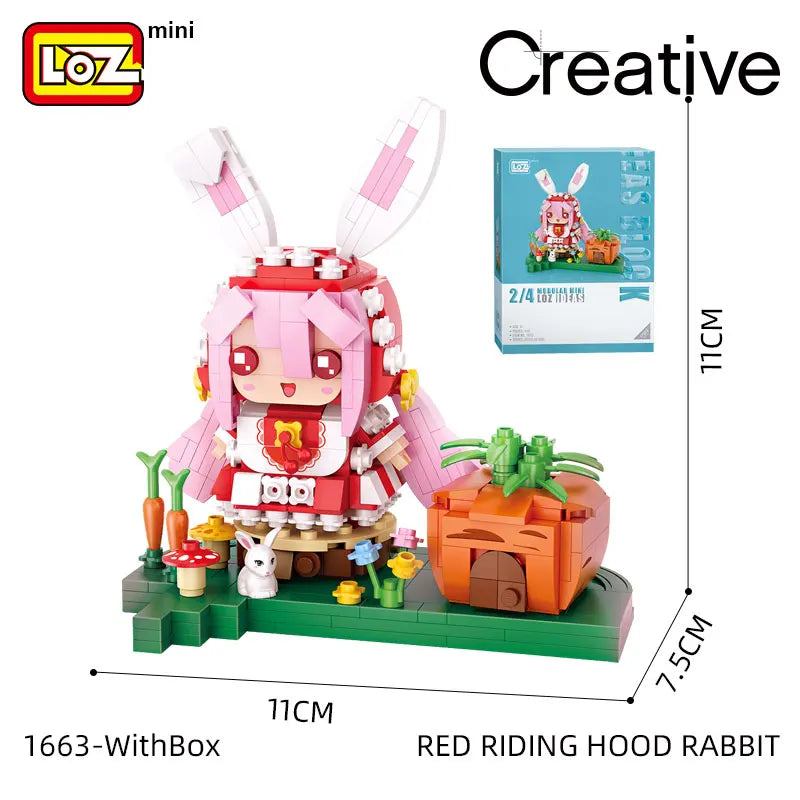 LOZ Lizhi Forest Mini Fairy Tale Animal Series Bear Kid Wolf Juvenile Rabbit Red Riding Hood Cat Miss Building Block Toys