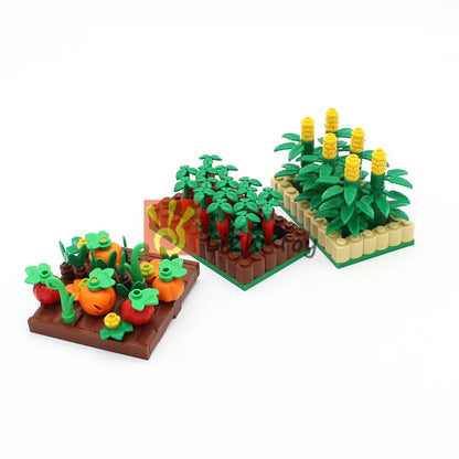 City Farm Street View Crop Mushroom Radish Pineapple Maize Pumpkin Building Blocks Bricks Parts Build Moc Toys For Children DIY