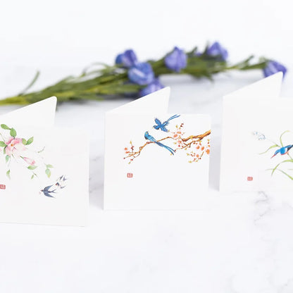 5pcs/pack Chinese style Flower Bird Greeting Card Christmas Birthday Thank You Blessing Card Wedding Invitations