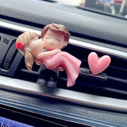 Lovely Couple Girl Boy Figurines Perfume Clip Car Air Vent Freshener Scent Aromas Diffuser Decor Auto Interior Accessories