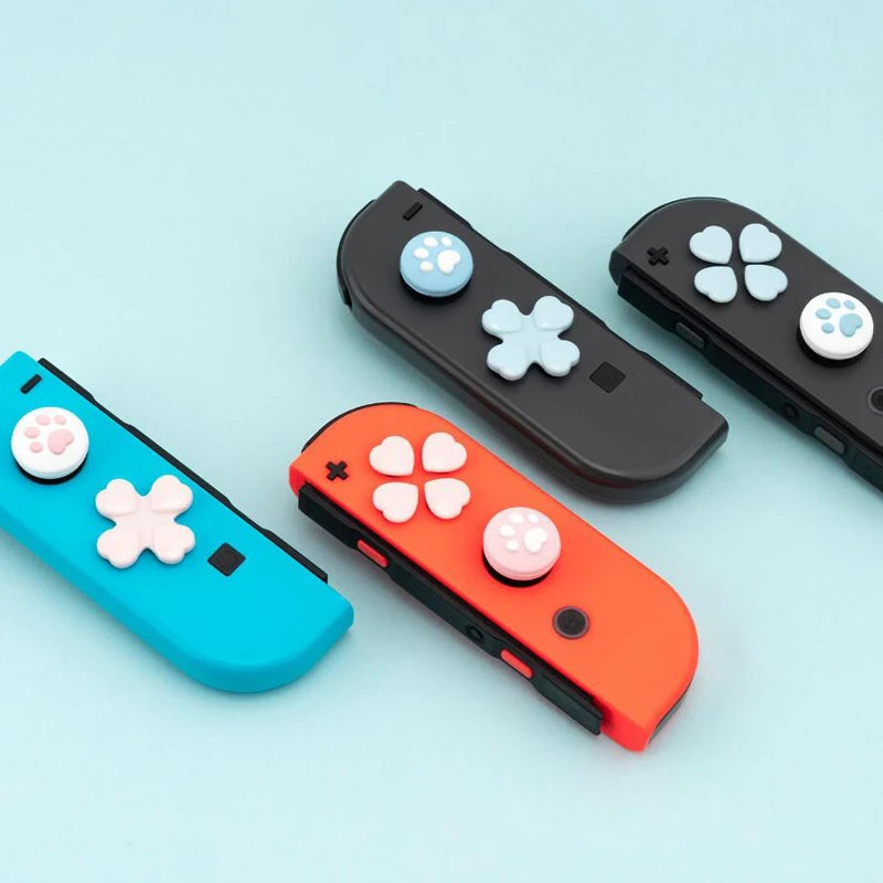 D-pad Cross Direction Button ABXY Key Sticker Joystick Thumb Stick Grip Cap Cover For Nintendo Switch Oled NS Joy-con Skin Case