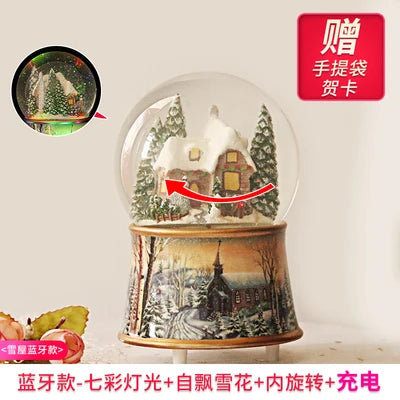 Christmas Music Box Kids Birthday Gift Snowflake Crystal Ball Music Box Rotating Girlfriend Muziekdoosje Home Decor EB50MB