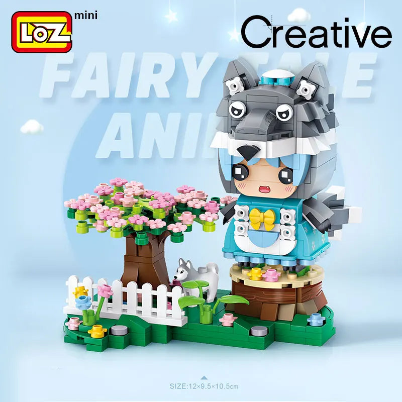 LOZ Lizhi Forest Mini Fairy Tale Animal Series Bear Kid Wolf Juvenile Rabbit Red Riding Hood Cat Miss Building Block Toys