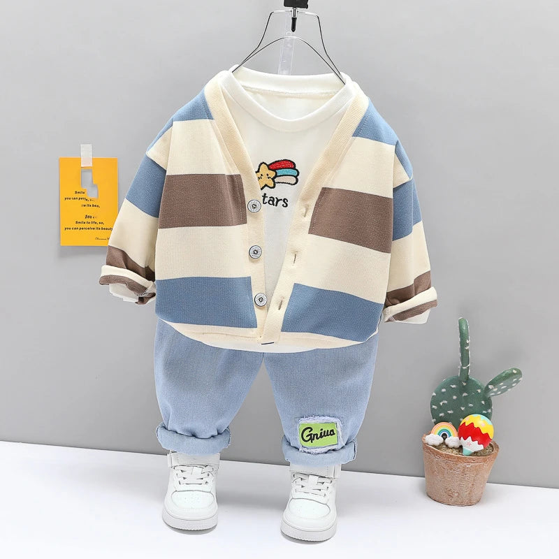 New Spring Autumn Baby Clothes Children Boys Casual Jacket T-Shirt Pants 3Pcs/Set Toddler Costume Infant Clothing Kids Tracksuit