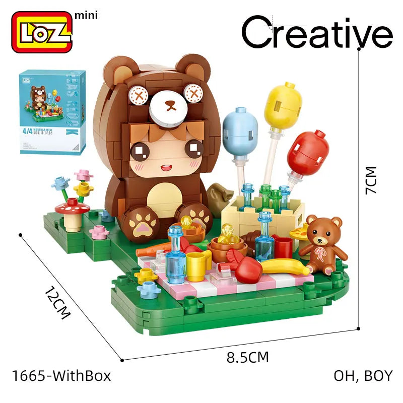 LOZ Lizhi Forest Mini Fairy Tale Animal Series Bear Kid Wolf Juvenile Rabbit Red Riding Hood Cat Miss Building Block Toys