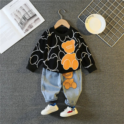 New Spring Autumn Baby Girl Clothes Children Boys Fashion Cartoon T-Shirt Pants 2Pcs/Sets Toddler Sports Costume Kids Tracksuits