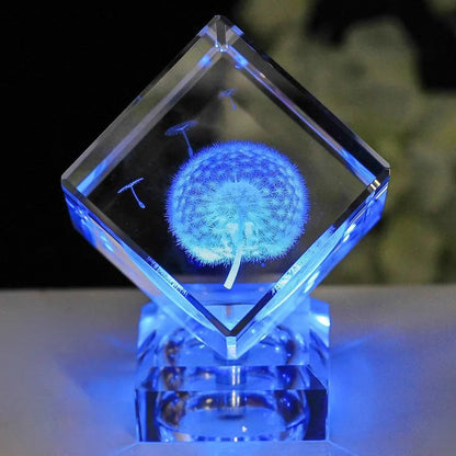 3D Laser K9 Crystal Rose Engraving Cube LED Base For Valentine's Day Birthday Wedding Anniversary Gifts