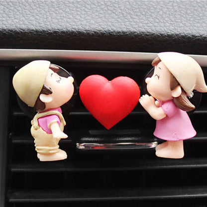 Lovely Couple Girl Boy Figurines Perfume Clip Car Air Vent Freshener Scent Aromas Diffuser Decor Auto Interior Accessories