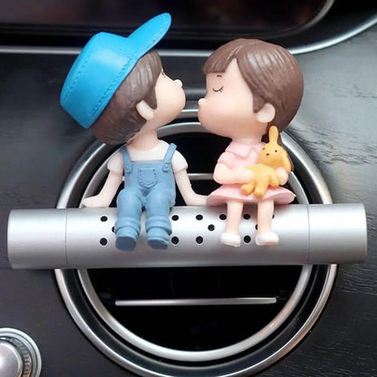 Lovely Couple Girl Boy Figurines Perfume Clip Car Air Vent Freshener Scent Aromas Diffuser Decor Auto Interior Accessories