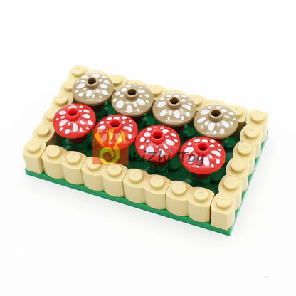 City Farm Street View Crop Mushroom Radish Pineapple Maize Pumpkin Building Blocks Bricks Parts Build Moc Toys For Children DIY