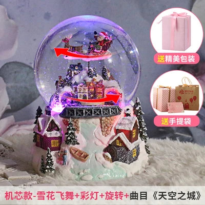 Christmas Music Box Kids Birthday Gift Snowflake Crystal Ball Music Box Rotating Girlfriend Muziekdoosje Home Decor EB50MB