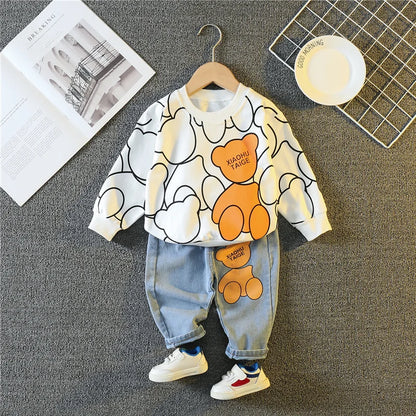 New Spring Autumn Baby Girl Clothes Children Boys Fashion Cartoon T-Shirt Pants 2Pcs/Sets Toddler Sports Costume Kids Tracksuits