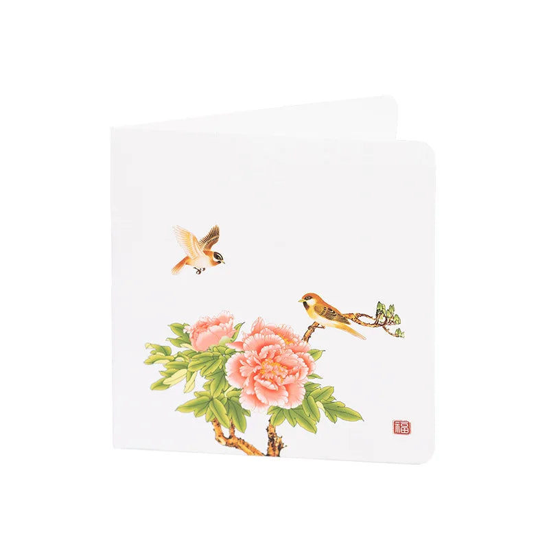 5pcs/pack Chinese style Flower Bird Greeting Card Christmas Birthday Thank You Blessing Card Wedding Invitations