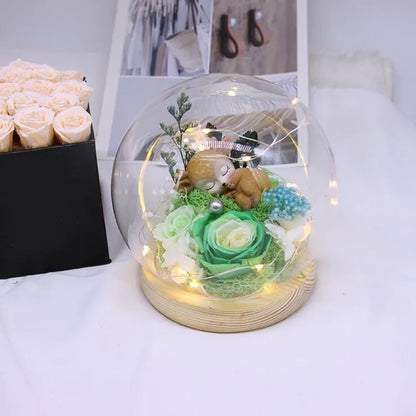 2sets/pack Diameter=15cm Middle Size Round Glass Dome Vase Home Deocration Luminous Log Base Transparent Cover Wedding Gift