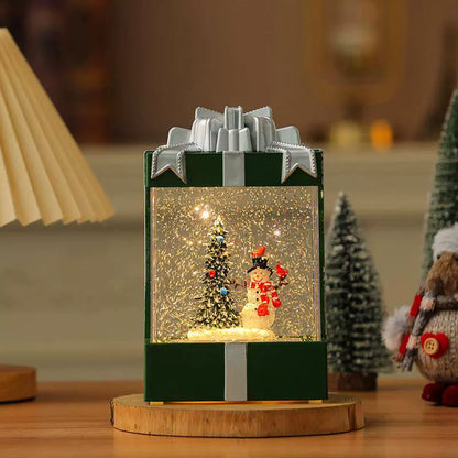 Cross-Border New Christmas PVC Gift Bag Decoration Luminous Band Music Snow Christmas Gift Table Decorations