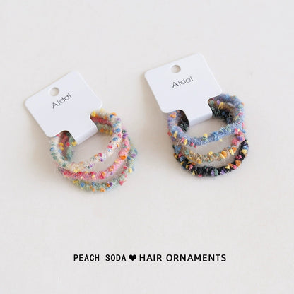 INS Fall and Winter Sweet Cute Colored Hair Band Plush Hair Ring Rubber Band Hairtie Girls Durable High Elastic Leather Case