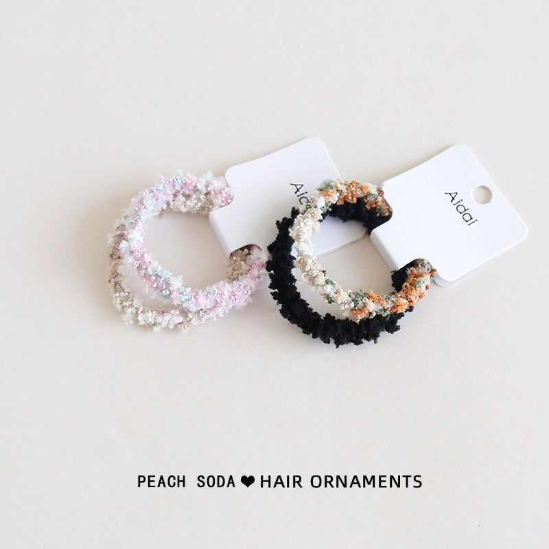 INS Fall and Winter Sweet Cute Colored Hair Band Plush Hair Ring Rubber Band Hairtie Girls Durable High Elastic Leather Case