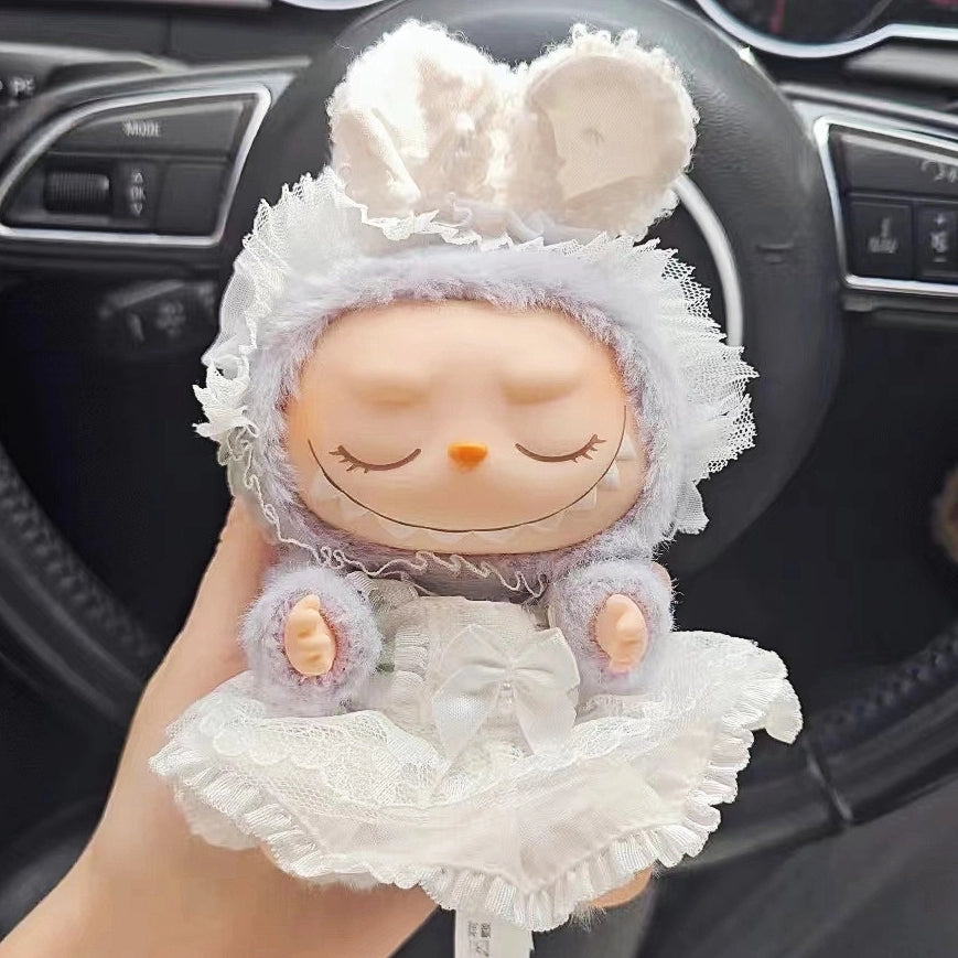 Second Generation Sitting Blind Box Labubu Clothes Vinyl Automobiles Curtain Cloth Pendant Doll Clothes Sitting Party for Trendy Suit